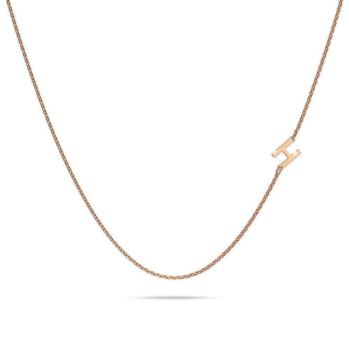 Bold Alphabet Letter Initial Charm Necklace in Rose Gold Tone